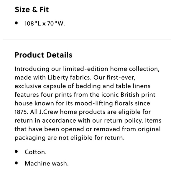 NWT J. Crew Liberty Print Tablecloth - Picture 6 of 6